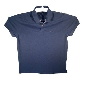 Tommy Hilfiger Mens Custom Fit Polo Large Navy Blue 100% Cotton